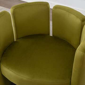 LZAREAL Modern Velvet Accent Chairs Set of 2 Comfy Upholstered Barrel Side Chair Contemporary Single Sofa Chair for Living Room Bedroom Small Spaces Apartment Office Waiting Room, Velvet Olive