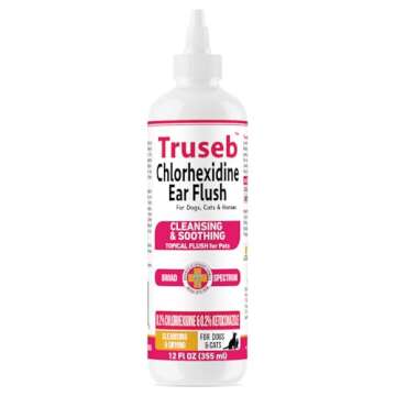 Truseb Advanced Topical Dog Ear Wash with Ketoconazole & Chlorhexidine Ear Flush Dog, Cats and Horses, with Aloe - 12 oz Made in U.S.A (Ketoconazole & Chlorhexidine Ear Flush, 12 oz)