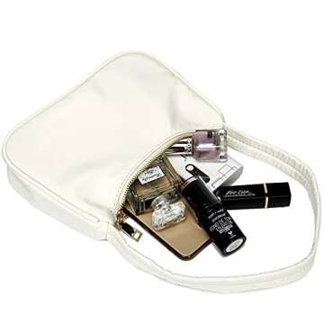 YIKOEE Small Nylon Shoulder Bags for Women Elegant Feminine Mini Handbags with Zipper Closure (Beige)