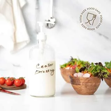 kitchentoolz 32-Ounce Large Clear Glass Boston Round Bottles w/Pumps. Great for Lotions, Soaps, Oils, Sauces - Food Safe and Medical Grade (Pack of 2)