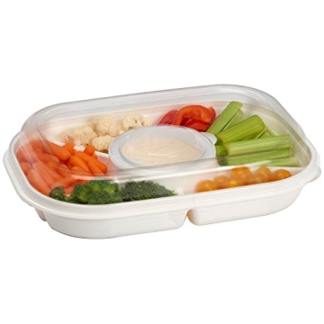 Jumbo Divided Serving Tray With Lid for Snacks & Dips
