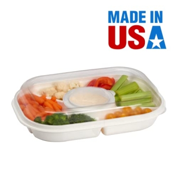 Jumbo Divided Serving Tray With Lid for Snacks & Dips