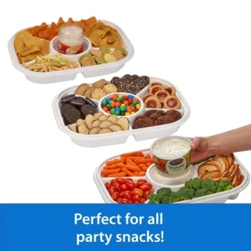 Jumbo Divided Serving Tray With Lid for Snacks & Dips
