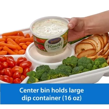 Jumbo Divided Serving Tray With Lid for Snacks & Dips