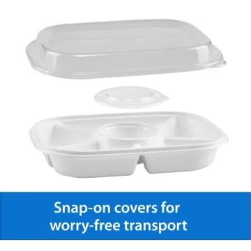 Jumbo Divided Serving Tray With Lid for Snacks & Dips