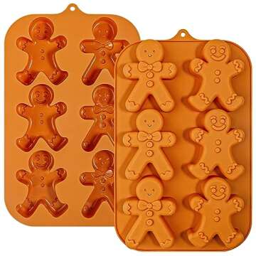 Webake Gingerbread Man Silicone Mold, 6-Cavity Christmas Molds Shaped with Gingerbread Man for Cake,...