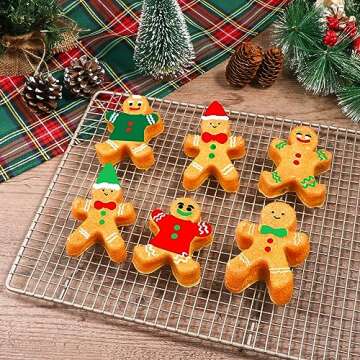 Webake Gingerbread Man Silicone Mold, 6-Cavity Christmas Molds Shaped with Gingerbread Man for Cake, Soap, Jelly, Cookie (Pack of 2)