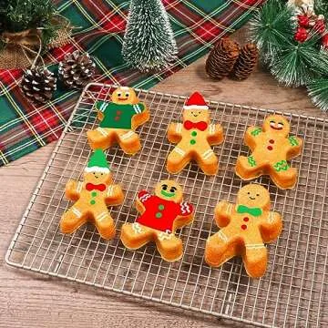 Webake Gingerbread Man Silicone Mold, 6-Cavity Christmas Molds Shaped with Gingerbread Man for Cake, Soap, Jelly, Cookie (Pack of 2)