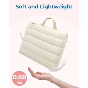 BAGSMART 15-16 inch Laptop Bag, Puffy cute Laptop Case Sleeve with Handle for Women, Portable Macbook Air/Pro 13 inch Case Sleeve with Strap, Beige