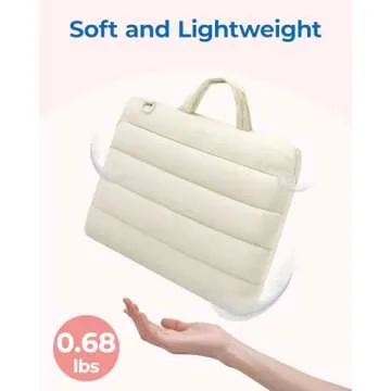 BAGSMART 15-16 inch Laptop Bag, Puffy cute Laptop Case Sleeve with Handle for Women, Portable Macbook Air/Pro 13 inch Case Sleeve with Strap, Beige