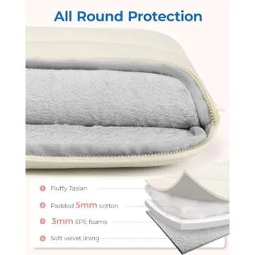 BAGSMART 15-16 inch Laptop Bag, Puffy cute Laptop Case Sleeve with Handle for Women, Portable Macbook Air/Pro 13 inch Case Sleeve with Strap, Beige
