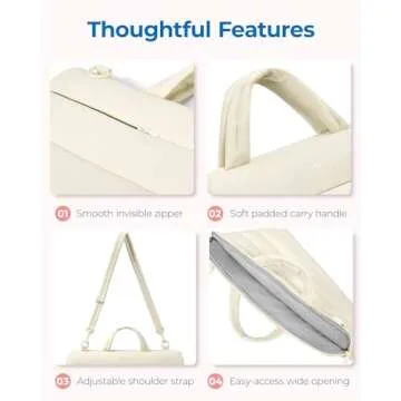 BAGSMART 15-16 inch Laptop Bag, Puffy cute Laptop Case Sleeve with Handle for Women, Portable Macbook Air/Pro 13 inch Case Sleeve with Strap, Beige