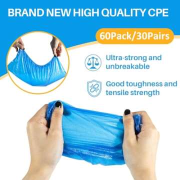 60 Pack Waterproof Disposable Shoe Covers for Any Size