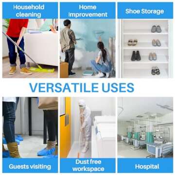 60 Pack Waterproof Disposable Shoe Covers for Any Size