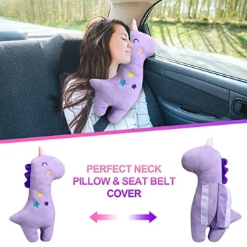Farochy Unicorn Seat Belt Pillow for Kids Comfort