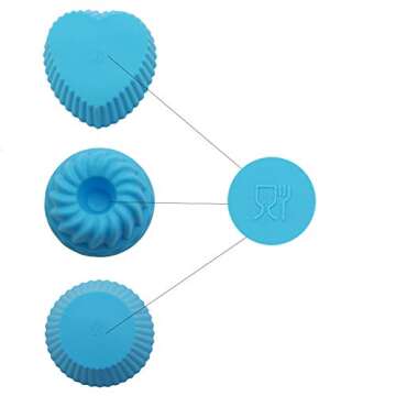 To encounter Reusable Silicone Baking Cups, Set of 36 - Multiple Shapes & Colorful, Food Grade, Non-Stick, Oven & Dishwasher Safe - Party, Baby Shower, Birthday, Wedding