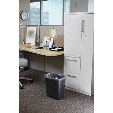 Rubbermaid Commercial Products Plastic Wastebasket/Trash Can, 7-Gallon/28-Quart, Black, for Bedroom/Bathroom/Office, Fits under Desk/Cabinet/Sink, Pack of 4