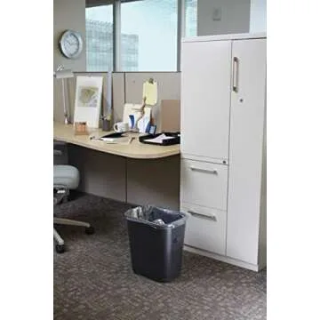 Rubbermaid Commercial Products Plastic Wastebasket/Trash Can, 7-Gallon/28-Quart, Black, for Bedroom/Bathroom/Office, Fits under Desk/Cabinet/Sink, Pack of 4
