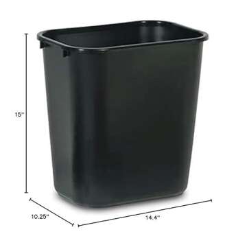 Rubbermaid Commercial Products Plastic Wastebasket/Trash Can, 7-Gallon/28-Quart, Black, for Bedroom/Bathroom/Office, Fits under Desk/Cabinet/Sink, Pack of 4