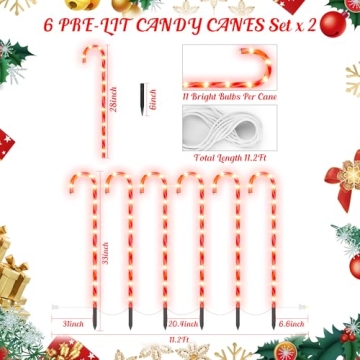 33" Candy Cane Christmas Lights for Holiday Decor