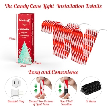 33" Candy Cane Christmas Lights for Holiday Decor