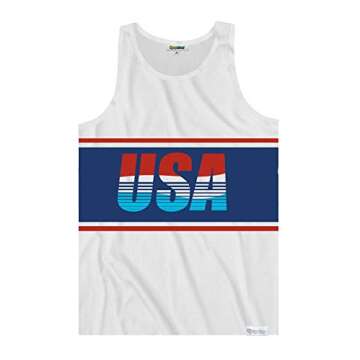 Tipsy Elves 4th of July Tank Tops Mens USA Sleeveless Shirts Retro Patriotic American Flag Tanks for...