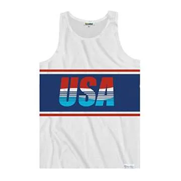 Tipsy Elves 4th of July Tank Tops Mens USA Sleeveless Shirts Retro Patriotic American Flag Tanks for...