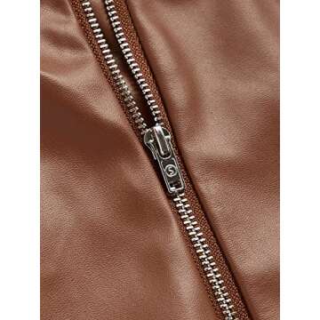 Floerns Women's Sleeveless Bandeau Asymmetrical Hem PU Leather Crop Tube Top Brown M