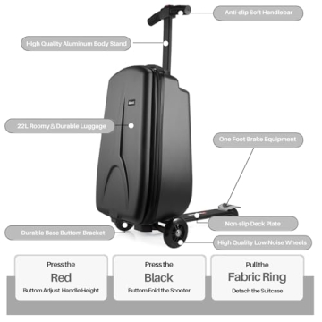 iubest Kids Scooter Luggage 4 in 1 Suitcase Carry On