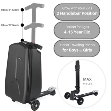 iubest Kids Scooter Luggage 4 in 1 Suitcase Carry On