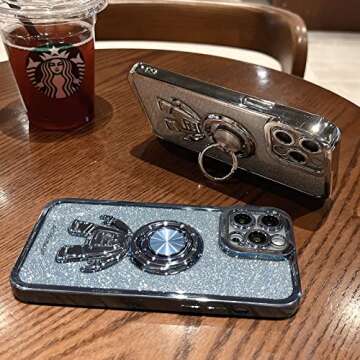 COOWEEK Astronaut Phone Case for iPhone 13 Glitter,Luxury Bling Sparkly Shiny Clear Plating Case wit...