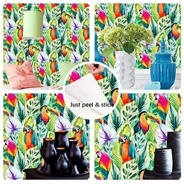 HAOKHOME Removable Rainforest Peel and Stick Wallpaper 17.7x118 in