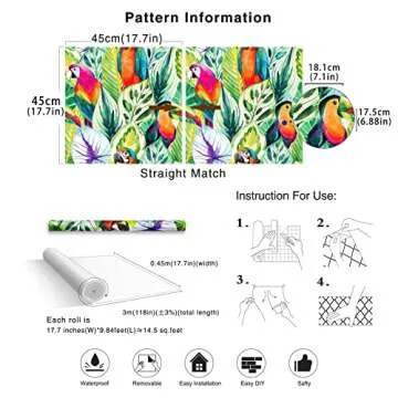 HAOKHOME Removable Rainforest Peel and Stick Wallpaper 17.7x118 in