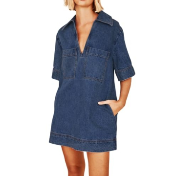 EZAPINE Women Denim Dress with Pockets – Casual Summer Fashion