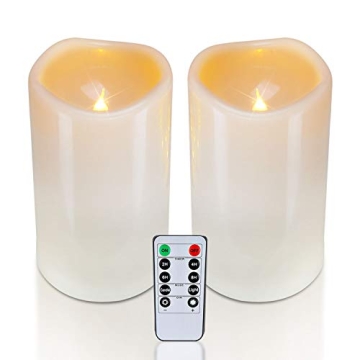 Homemory 4" x 6" Large Waterproof Outdoor Flameless Candles, Battery Operated Flickering LED Pillar ...