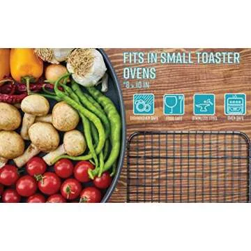 Goson Heavy Duty Stainless Stain Bakeware, Baking, Cooling, Oven Roasting, Broiler Rack, 8in by 10in, Cross Wire, Pack of 2, Compatible with Various Baking Sheets Oven Pans