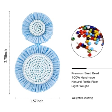 Boho Raffia Dangle Earrings - Handmade Summer Accessories