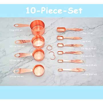 Stylish 10-Piece Copper Measuring Set for Home Cooking