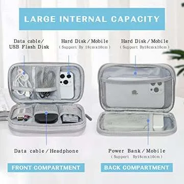 FYY Travel Electronic Cable Organizer Bag, Pouch Electronic Accessories Carry Case Portable Waterproof Double Layers Storage Bag for Cable, Cord, Charger, Phone, Earphone, Medium Size, Grey
