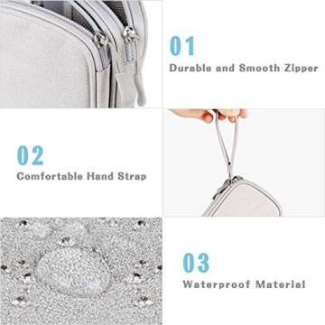 FYY Travel Electronic Cable Organizer Bag, Pouch Electronic Accessories Carry Case Portable Waterproof Double Layers Storage Bag for Cable, Cord, Charger, Phone, Earphone, Medium Size, Grey