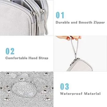 FYY Travel Electronic Cable Organizer Bag, Pouch Electronic Accessories Carry Case Portable Waterproof Double Layers Storage Bag for Cable, Cord, Charger, Phone, Earphone, Medium Size, Grey