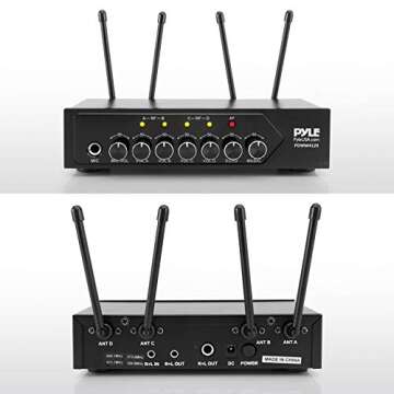 Pyle UHF Wireless Microphone System - PA Public Address Mic System with 4 Handheld Wireless Mics 50 ...