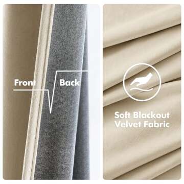 MIULEE Velvet Curtains Beige Elegant Grommet Curtains Thermal Insulated Soundproof Room Darkening Curtains/Drapes for Classical Living Room Bedroom Decor 52 x 84 Inch Set of 2