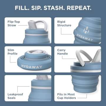 HYDAWAY Collapsible Water Bottle - Ultimate Travel Hydration