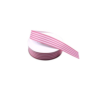 Pink and White Ribbon, Christmas 1 Inch Striped Grosgrain Ribbon for DIY Hairbows Gift Wrapping Wedd...