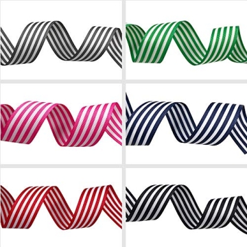 Pink and White Striped Grosgrain Ribbon - Perfect for Crafting