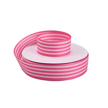 Pink and White Striped Grosgrain Ribbon - Perfect for Crafting