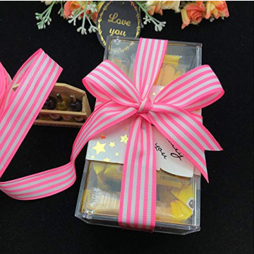 Pink and White Striped Grosgrain Ribbon - Perfect for Crafting