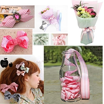 Pink and White Striped Grosgrain Ribbon - Perfect for Crafting