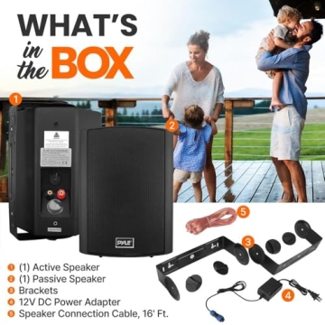 Pyle Waterproof Wall Mount Speaker System - Bluetooth
